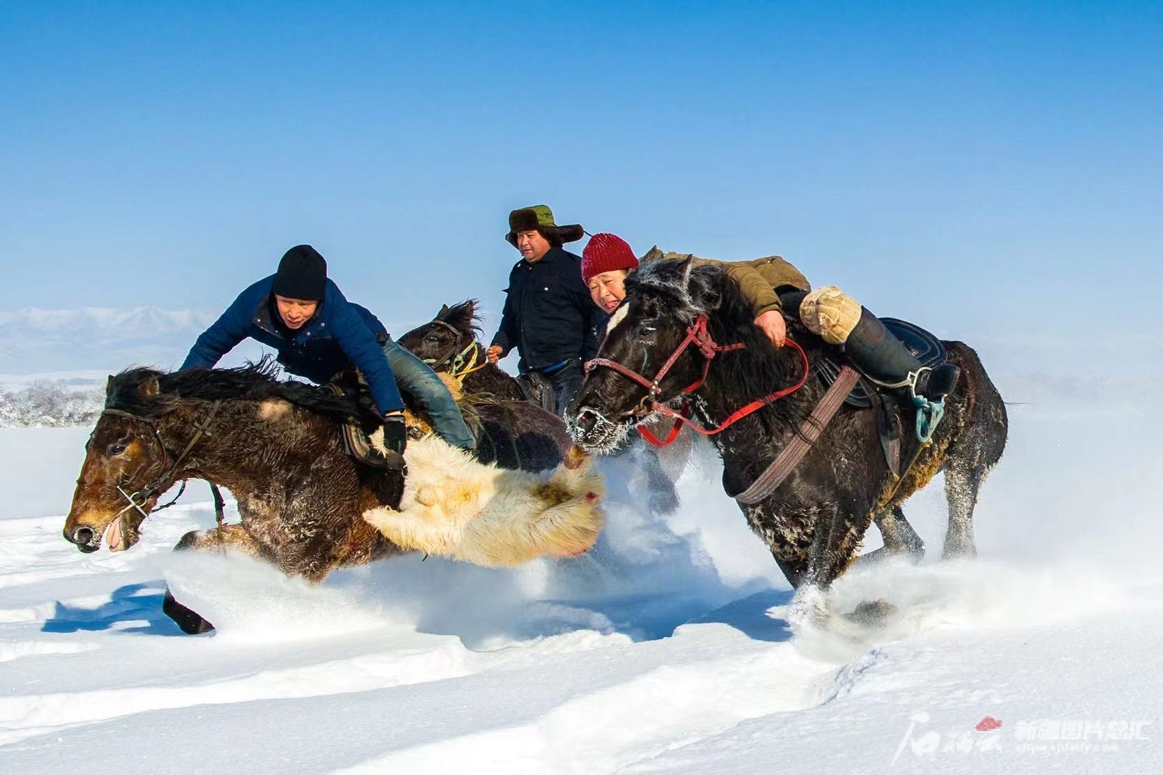 伊犁哈萨克自治州将冰雪休闲旅游与刁羊、赛马等民俗活动相集合，打造民俗冰雪休闲游。秦杰摄